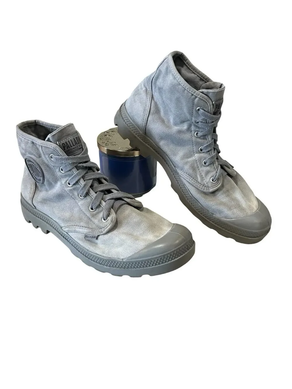 Palladium Hi Top Lace Up Canvas Sneakers Men’s Size 10.5 Gray Casual Shoes